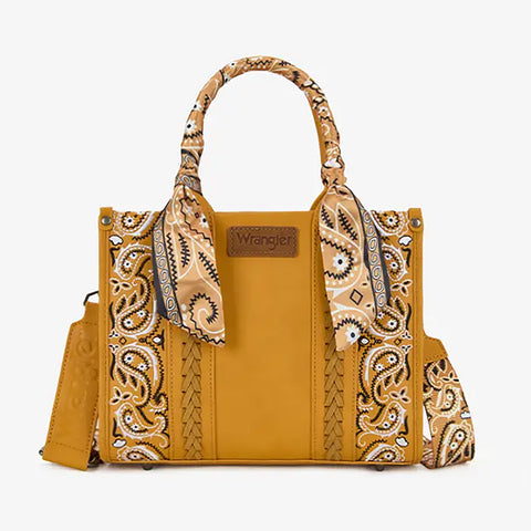 WG331-8120S  Wrangler Bandana Paisley Print Tote/Crossbody -Yellow