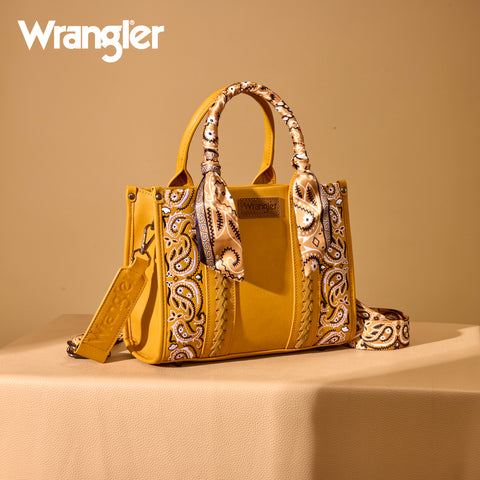 WG331-8120S  Wrangler Bandana Paisley Print Tote/Crossbody -Yellow