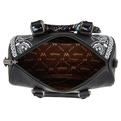 WG331-9012  Wrangler Bandana Paisley Print Barrel Crossbody -Black