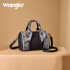 WG331-9012  Wrangler Bandana Paisley Print Barrel Crossbody -Black