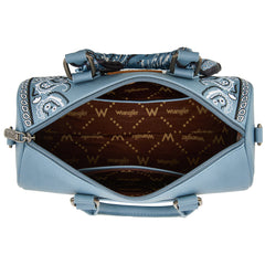 WG331-9012  Wrangler Bandana Paisley Print Barrel Crossbody -Jean