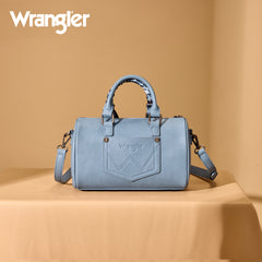 WG331-9012  Wrangler Bandana Paisley Print Barrel Crossbody -Jean