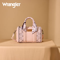 WG331-9012  Wrangler Bandana Paisley Print Barrel Crossbody - Pink