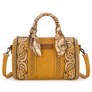 WG331-9012YL Wrangler Braided Paisley Bandana Boston Bag - Yellow
