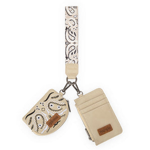 WG331-W0051TN Wrangler Paisley RFID Blocking Card Coin Pouch Set - Tan