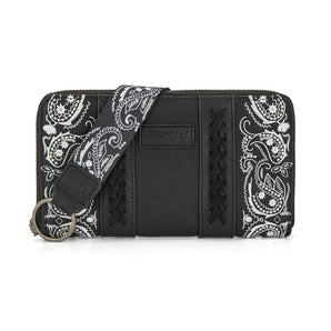 WG331-W115BK Wrangler Braided Paisley Bandana Wallet - Black