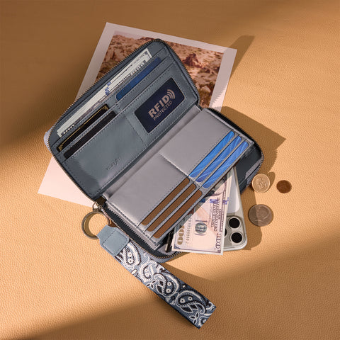 WG331-W115   Wrangler  Bandana Paisley Print  Wallet  - Jean