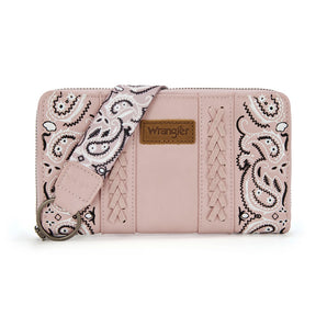 WG331-W115PK Wrangler Braided Paisley Bandana Wallet - Pink