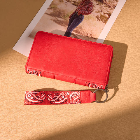 WG331-W115   Wrangler  Bandana Paisley Print  Wallet  -Red