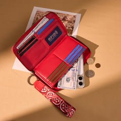 WG331-W115   Wrangler  Bandana Paisley Print  Wallet  -Red