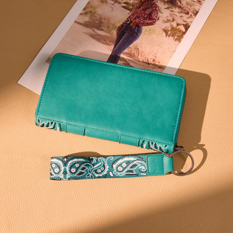 WG331-W115   Wrangler  Bandana Paisley Print  Wallet  -Turquoise