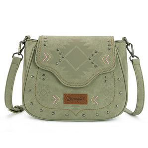 WG333-2003GN Wrangler Aztec Saddle Crossbody Bag - Green