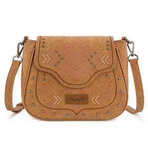 WG333-2003LBR Wrangler Aztec Saddle Crossbody Bag - Light Brown