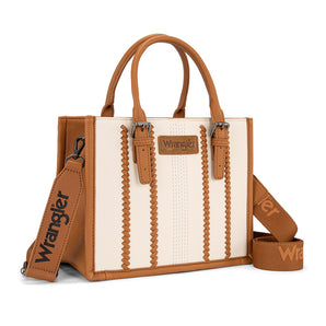 WG336-8120SBG-BR Wrangler Braided Tote Bag - Beige-Brown