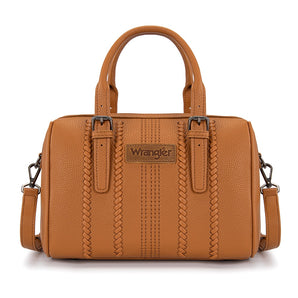 WG336-9013BR Wrangler Braided Crossbody Boston Bag - Brown
