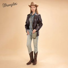 WG337-183  Wrangler Western Stitch RFID Phone Crossbody Wallet/Crossbody -Green