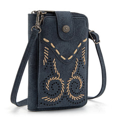 WG337-183  Wrangler Western Stitch RFID Phone Crossbody Wallet/Crossbody -Navy