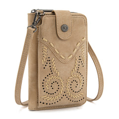 WG337-183  Wrangler Western Stitch RFID Phone Crossbody Wallet/Crossbody - Tan