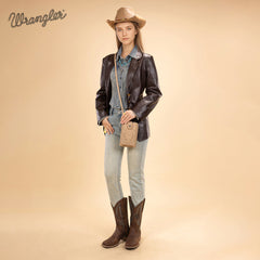 WG337-183  Wrangler Western Stitch RFID Phone Crossbody Wallet/Crossbody - Tan