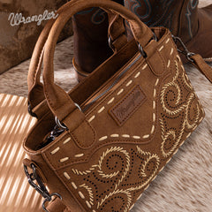 WG337-2003  Wrangler Embroidered Swirl  Mini Satchel/ Crossbody - Brown