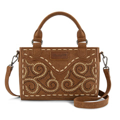 WG337-2003  Wrangler Embroidered Swirl  Mini Satchel/ Crossbody - Brown