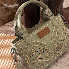 WG337-2003  Wrangler Embroidered Swirl  Mini Satchel/ Crossbody - Green