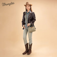 WG337-2003  Wrangler Embroidered Swirl  Mini Satchel/ Crossbody - Green