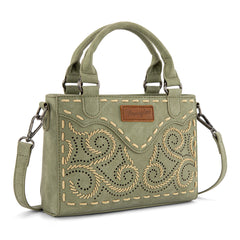 WG337-2003  Wrangler Embroidered Swirl  Mini Satchel/ Crossbody - Green