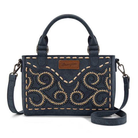 WG337-2003  Wrangler Embroidered Swirl  Mini Satchel/ Crossbody -Navy