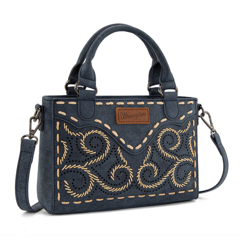 WG337-2003  Wrangler Embroidered Swirl  Mini Satchel/ Crossbody -Navy