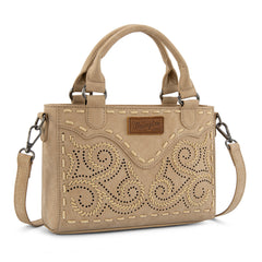 WG337-2003  Wrangler Embroidered Swirl  Mini Satchel/ Crossbody -Tan