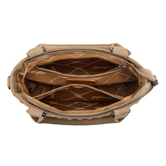 WG337-2003  Wrangler Embroidered Swirl  Mini Satchel/ Crossbody -Tan