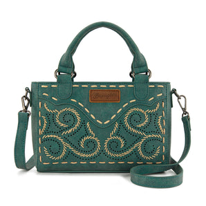 WG337-2003 Wrangler Embroidered Swirl Mini Satchel/ Crossbody - Turquoise