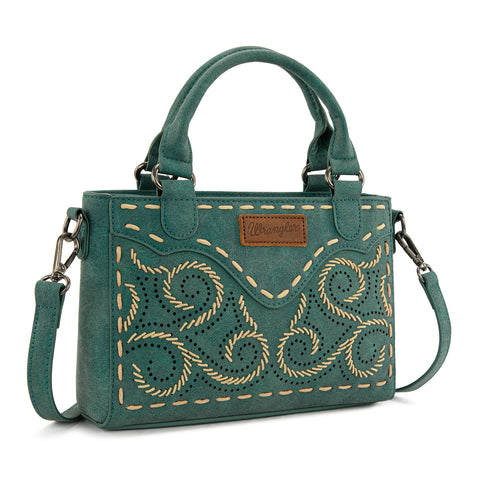 WG337-2003  Wrangler Embroidered Swirl  Mini Satchel/ Crossbody - Turquoise