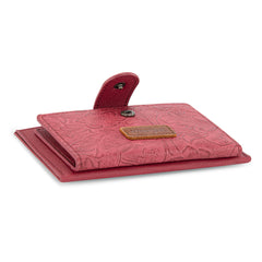 WG338-W099   Wrangler Floral Embossed Bi-fold Wallet with Key Ring -Burgundy