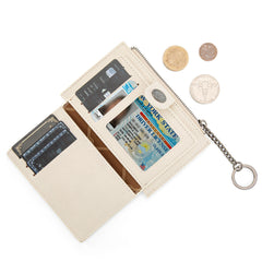 WG338-W099   Wrangler Floral Embossed Bi-fold Wallet with Key Ring - Beige