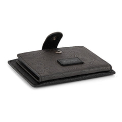 WG338-W099   Wrangler Floral Embossed Bi-fold Wallet with Key Ring - Black