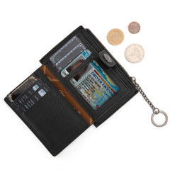 WG338-W099   Wrangler Floral Embossed Bi-fold Wallet with Key Ring - Black