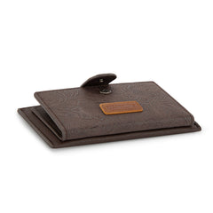 WG338-W099   Wrangler Floral Embossed Bi-fold Wallet with Key Ring -Coffee