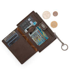 WG338-W099   Wrangler Floral Embossed Bi-fold Wallet with Key Ring -Coffee