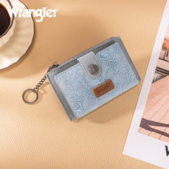 WG338-W099   Wrangler Floral Embossed Bi-fold Wallet with Key Ring -Jean