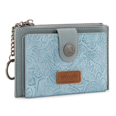 WG338-W099   Wrangler Floral Embossed Bi-fold Wallet with Key Ring -Jean