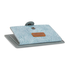 WG338-W099   Wrangler Floral Embossed Bi-fold Wallet with Key Ring -Jean