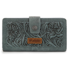 WG339-W080  Wrangler Western Floral Tooled RFID Wallet - Jean