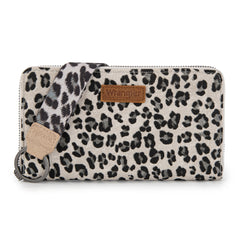 WG366-W006BG  Wrangler Leopard Print Wallet/Wristlet - Beige