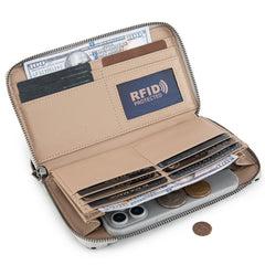 WG366-W006BG  Wrangler Leopard Print Wallet/Wristlet - Beige