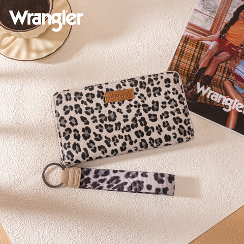 WG366-W006BG  Wrangler Leopard Print Wallet/Wristlet - Beige