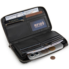 WG366-W006BK  Wrangler Leopard Print Wallet/Wristlet - Black