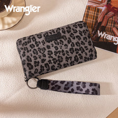 WG366-W006BK  Wrangler Leopard Print Wallet/Wristlet - Black