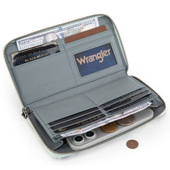 WG366-W006JN   Wrangler Leopard Print Wallet/Wristlet - Jean
